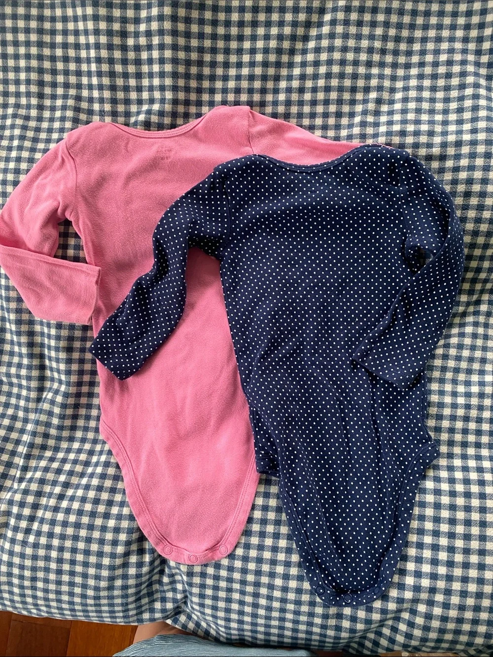 Set of 2 Carter's Pink and Navy Polka Dot Long-Sleeve Baby Bodysuit Set